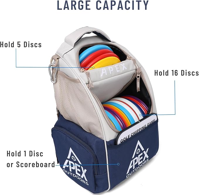 Disc Golf Bag, Large Disc Golf Backpack Holds Over 21 Discs, Durable & Lightweight with Multiple Storage Pockets