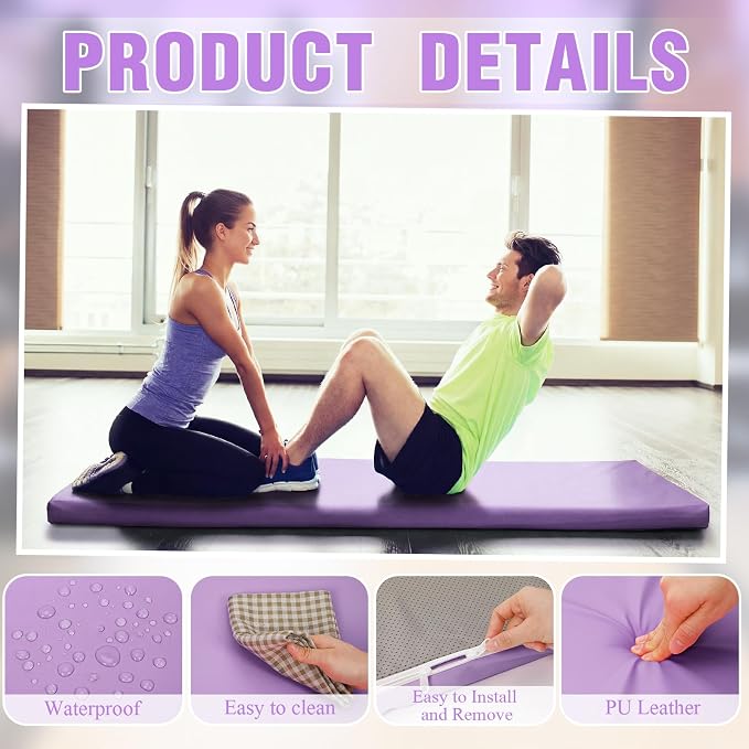 Lyrow 3 Inch Thick Yoga Mat, 72 x 24 Inch Cushioned Foam Floor Mat with Carry Strap, Non Slip PU Leather Workout Pad for Pilates, Stretching, Restorative Yoga and Home Gym