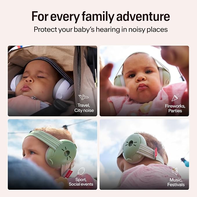 Alpine Muffy Baby Ear Protection for Babies and Toddlers up to 36 Months - CE & ANSI Certified - Noise Reduction Earmuffs - Comfortable Baby Headphones Against Hearing Damage & Improves Sleep - Sand