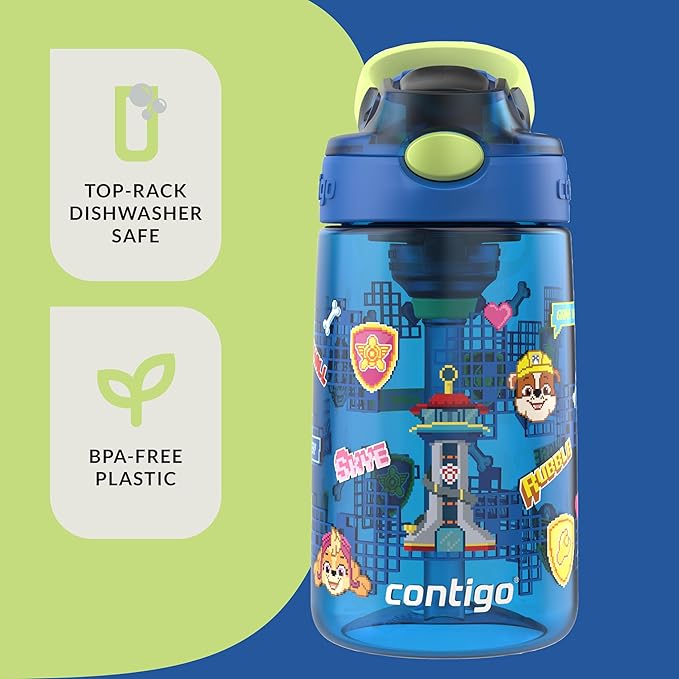 Contigo Aubrey Paw Patrol Leak-Proof Spill-Proof Water Bottle with Autospout, 14oz, Paw Patrol Power Pups, Blue