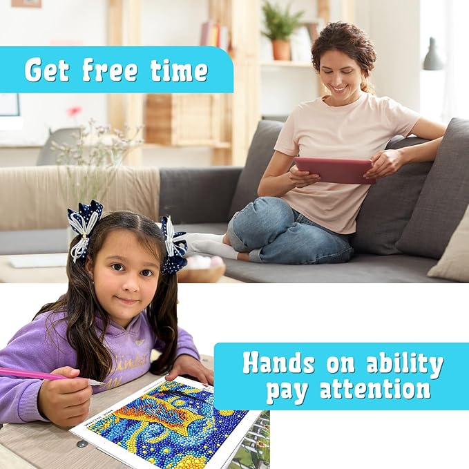 Libfx Diamond Art Kits for Kids 4 Pcs Diamond Art for Girls Boys Beginners Arts and Crafts for Kids Ages 8-12 (Dog Cat Penguin Owl)