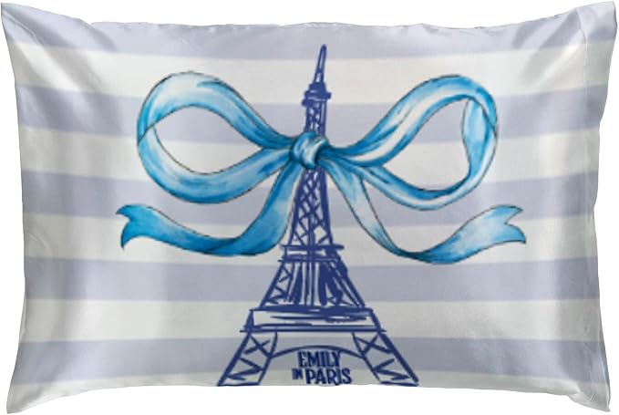 Jay Franco Kids Satin Pillowcase – Pillow Cover ONLY – 20 x 30 Inch Standard Size Super Soft & Comfort Bedding, Official Licensed Product, White - Emily in Paris