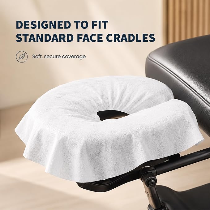 ForPro Massage Face Rest Covers, Ultra Soft, Hypoallergenic, Latex-Free, Disposable Headrest Covers, 16.5” L x 13.75” W, White, 100-Count