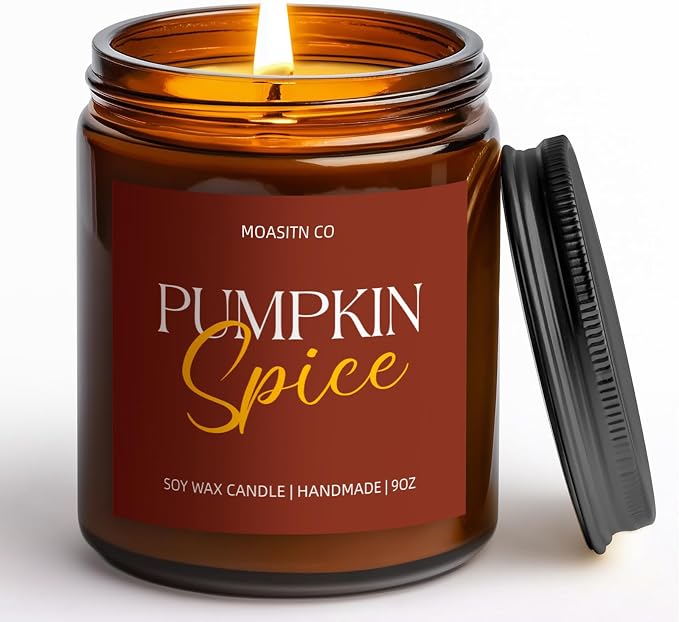 MOASITN Pumpkin Spice Fall Soy Candle for Home Scented| Natural Non Toxic Candles| Long Clean Burning Aromatheraphy Jar Candel for Autumn,Winter,Relaxing|9oz (9oz, Pumpkin Spice Scented)