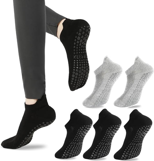 loudashuaiqi Grip Pilates Socks Non Slip Athletic Yoga Socks with Grips for Women Grippy socks for Hospital Workout Barre