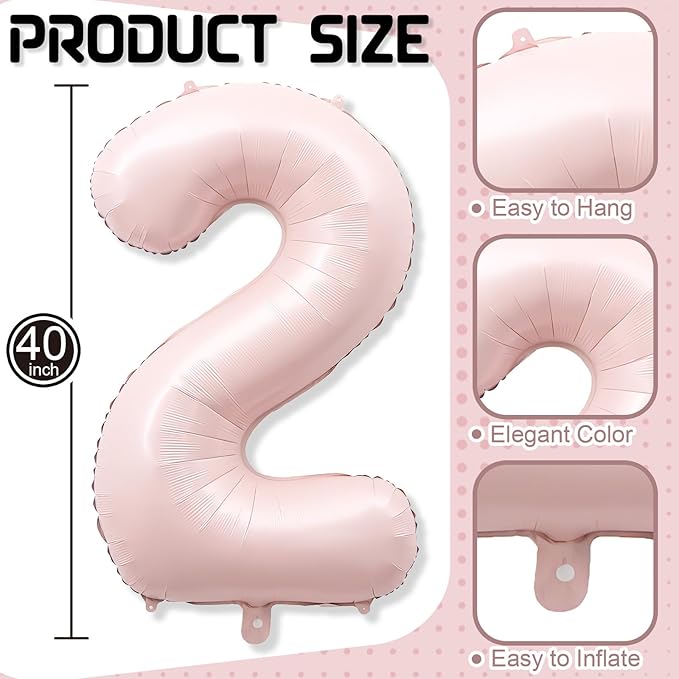 Big Number 21 Balloons, Dusty Light Blush Pink Foil 21 Balloon Numbers 40 Inch, Giant 21st Birthday Party Decor, Pastel Baby Pink Mylar Helium Self Inflating Balloon for Women Anniversary Decorations