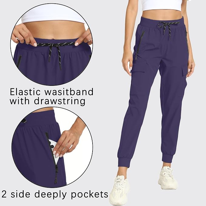 Women's Joggers Cargo Pants Lightweight Quick Dry Hiking Running Pants for Athletic Casual & Outdoor