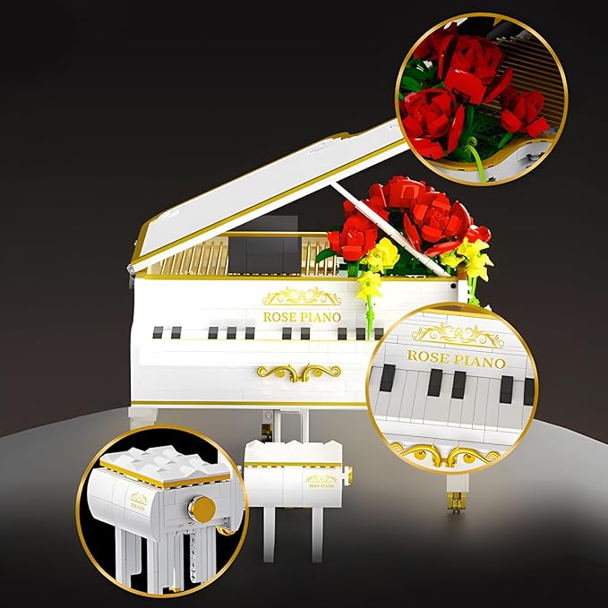 1293pcs Mini Ideas Piano Model Building Block Set, Music Lovers Collection Set, The Best Gift for Boys and Girls(White)