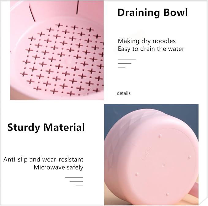 Layron Ramen Cooker Ramen Bowl Set with Chopsticks Microwave Noodle Bowl College Dorm Room Essentials for Girls for Boys Apartment Essentials (pink)