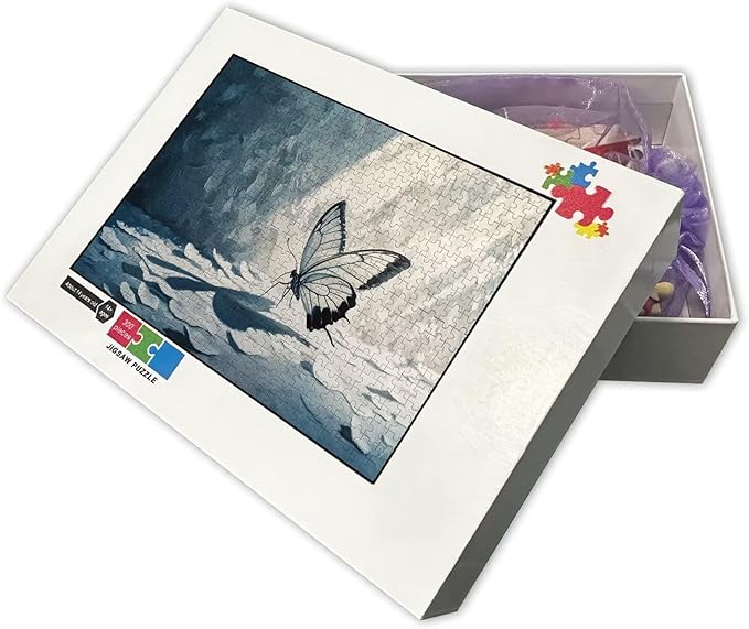 White Butterflies and Shadows of Light - 200 Piece Adult Jigsaw Puzzle Animal Puzzle Gift for Men, Women and Seniors