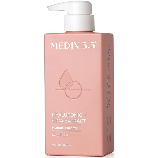 Medix 5.5 Hyaluronic Acid + Vitamin E Cream Body Lotion & Face Moisturizer | Hydrating Dry Skin Firming Lotion Minimizes Look Of Wrinkles, Stretch Marks, & Crepey Skin | Skin Care Products | 15 Fl Oz