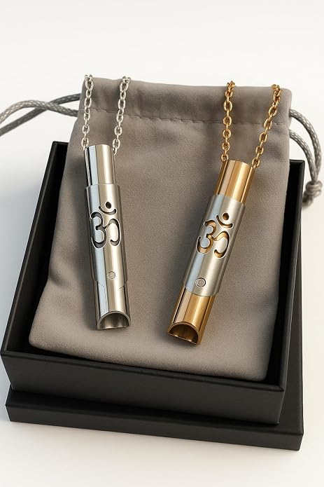 MirMind 2Pcs Breathing Necklace for Stress Relief-Mindful Exhale Tool Anxiety Reduction, Meditation & Relaxation-Stainless Steel Pendant for Deep Mindfulness Breathing-Portable Calm Aid