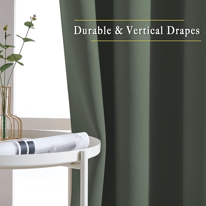 NICETOWN Dark Mallard Blackout Curtains 84 inch Length 2 Panels, Grommet Thermal Insulated Window Treatments Light & Sound Reducing Drapes for Living Room/Bedroom, W46 x L84
