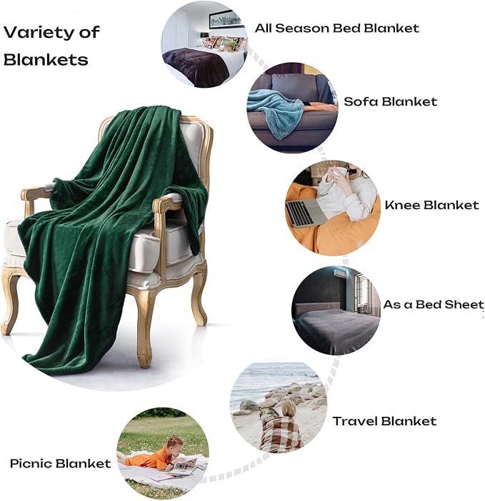 Forest Green Fleece Plush Throw Blanket 90"x90"for Couch Fuzzy Cozy Flannel | Super Soft Lightweight Microfiber Blanket for Sofa Bed bedroom Home Decor All Season,Birthday Gifts for Women Mom Adult