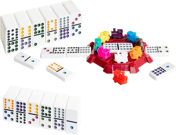 Family Traditions Mexican Train Dominoes Tin, Crystalline Dominoes