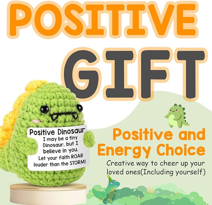 AICase Funny Positive Dinosaur Gifts How to Train Your Dragon Cut Gifts Emotional Support Nuggets Inspirational Crochet Animals Handmade Cheer Decor Birthday Gifts for Sister Daughter Son