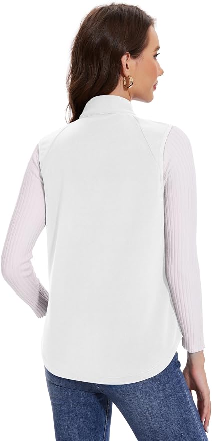 MAGCOMSEN Women's Fleece Vest with Zipper Pockets Zip Up Sleeveless Jackets Lightweight Soft Warm Polar Vest Outerwear