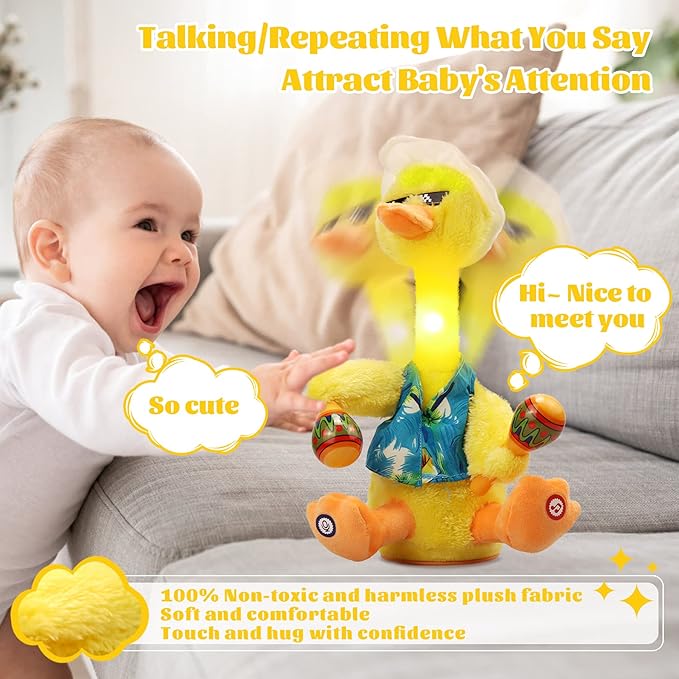LUKETURE Dancing Toy,Dancing Cactus, Dancing Duck, Interactive Toy for Kids,Toddlers,Children Having Fun (Yellow-3)