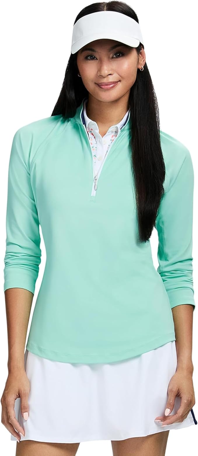 Izod Women's 1/4 Zip Pullover Performance Stretch Long Sleeve Golf Running
