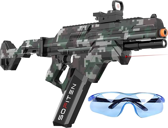 Electric Gel Ball Blaster Gun High Speed 180+FPS Automatic Blaster Gun 100+ Feets Battery Display Foldable Stock Modular Battery with 40,000 Gel Balls Outdoor Games Summer Gifts Over Age 14+