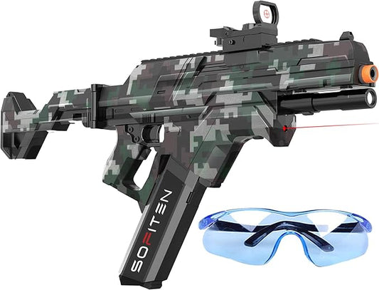 Electric Gel Ball Blaster Gun High Speed 180+FPS Automatic Blaster Gun 100+ Feets Battery Display Foldable Stock Modular Battery with 40,000 Gel Balls Outdoor Games Summer Gifts Over Age 14+
