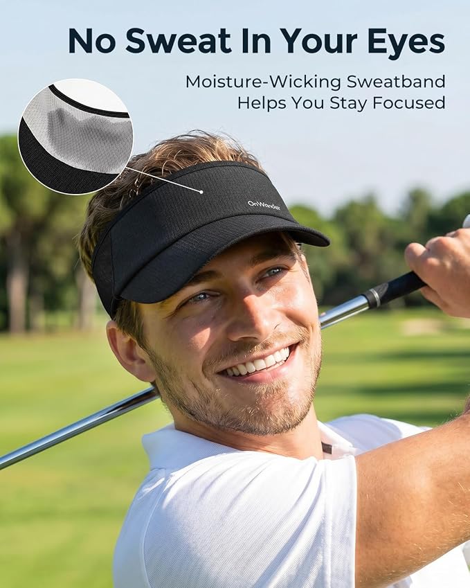 Sport Sun Visor Hat for Women Men - Lightweight Stretchy Polyester Spandex Quick Dry Sweatband Wrinkle Resistant