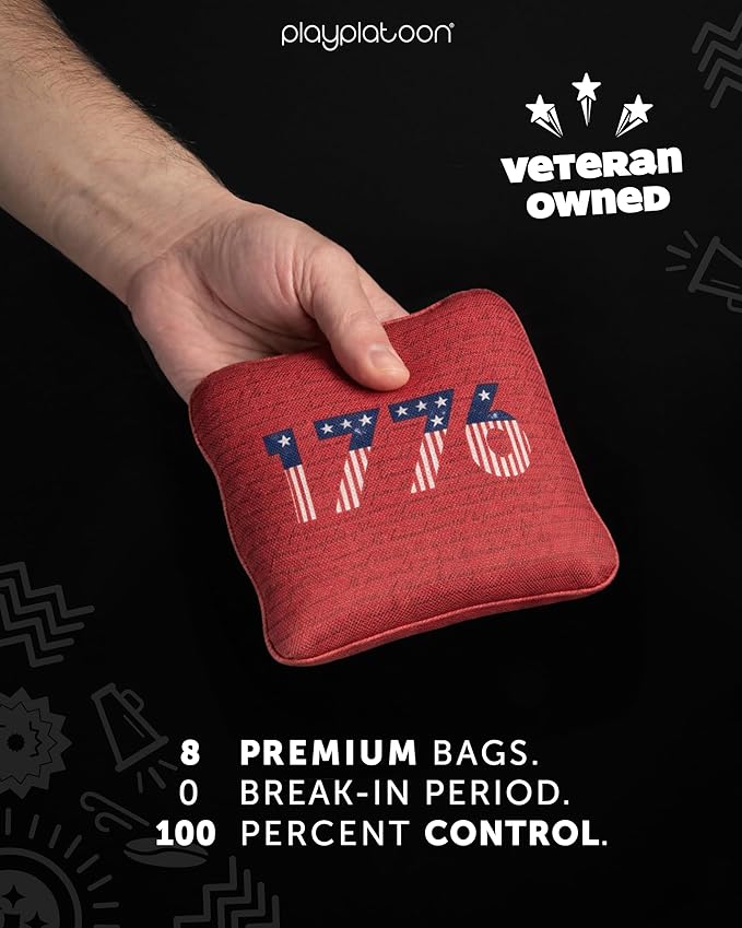 Play Platoon Pro Cornhole Bags Set of 8 - Professional Dual Sided Slick and Sticky Side Competition Corn Hole Bags - Tournament Series