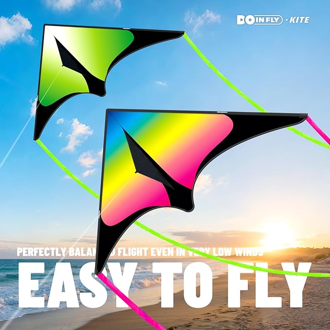 Delta Kite for Kids & Adults, Extremely Easy to Fly Kite, Suitable for Family outings, Outdoor Games and activitie