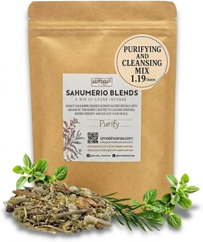 Purify Your Space Blend, Forest Scent, Menthol, Lemongrass, White Sage and Rosemary.- Natural Resin, Essences & Herbs Mix, 1.19 Ounces.