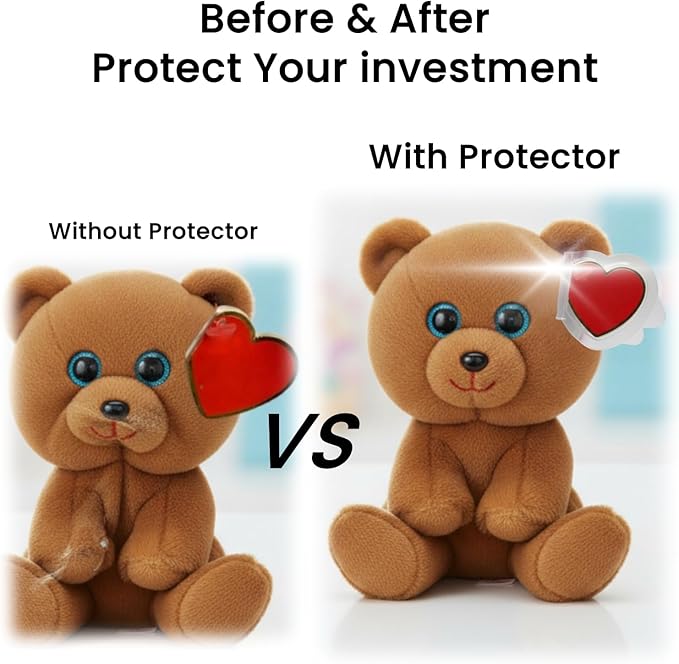 Beanie Baby Heart Tag Protectors 62 Pack – Clear Plastic Tag Covers for Ty Beanie Babies, Boos & Buddies – Heart Shaped Hang Tag Sleeves, Durable Scratch-Resistant Collector Storage Protectors