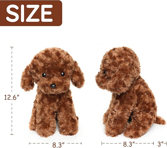 Adorable Labradoodle Plush Toy Fluffy Red Poodle Stuffed Animal Dog Puppy, 12.6" - Perfect for Kids, Babies, Birthday, Nursery