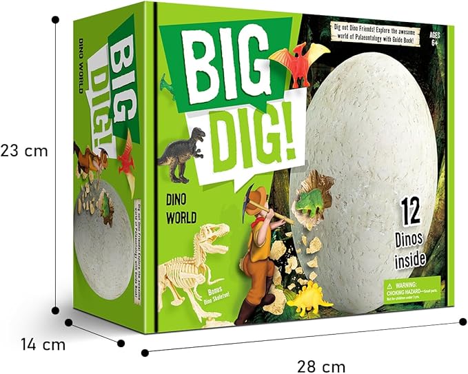 Big Dig Dinosaur Excavation Kit, 12 Dinosaur Figures with Digging Tools, Educational STEM Toy, Ages 6+