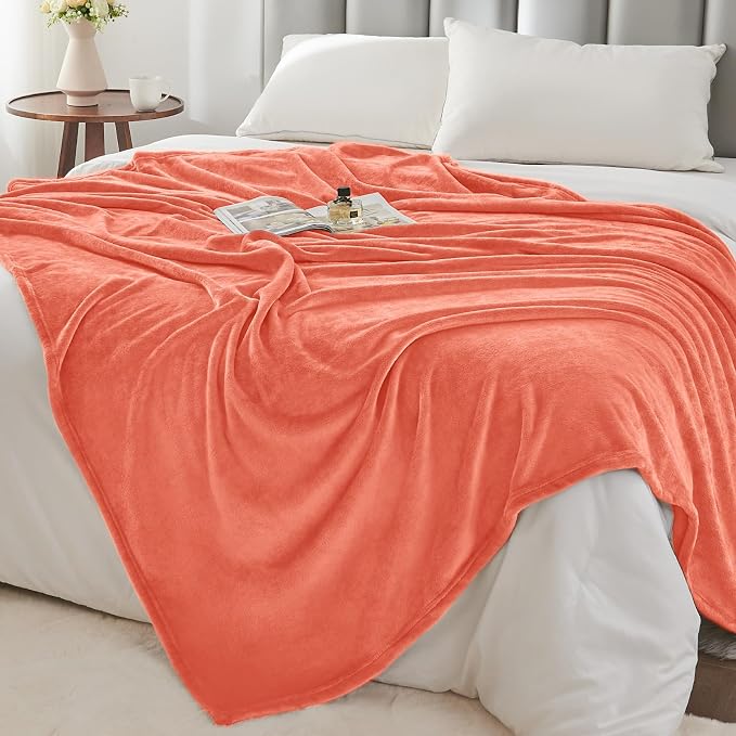 BEDELITE Fleece Blanket Soft Plush Throw for Couch Coral Red 50"x60" | Ultra Soft Fleece, Plush Microfiber, Lightweight Warmth, All Season Comfort, Fade Resistant, Machine Washable, Couch Sofa Bed