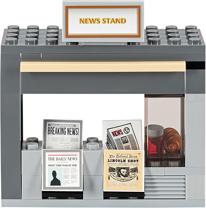 Building Bricks Toys Blocks NewsStand Pizza Hot Dog Fast Food Corner-Compatible with All Brands-MOC Minifigure City Town Village