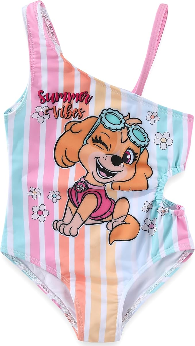 Paw Patrol Nickelodeon Girls UPF 50+ One Piece Bathing Suit for Toddler and Big Kids