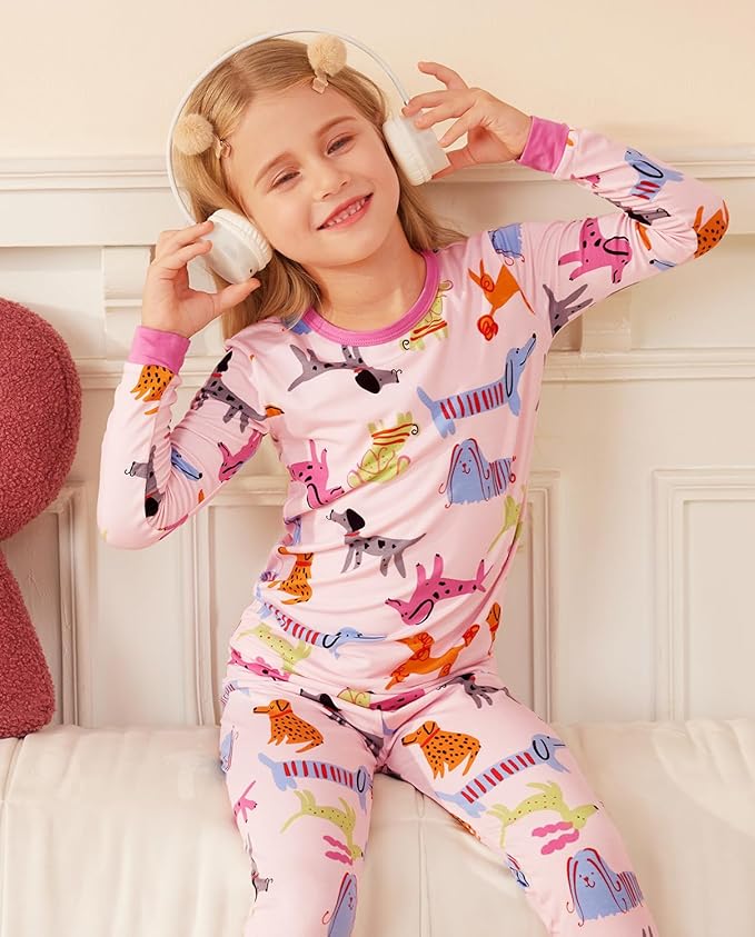 Bamboo Viscose Toddler Girls Kids Pajamas Unicorn Mermaid Pjs Long Sleeve Snug fit 12M-8Y 2pcs Soft Jammies