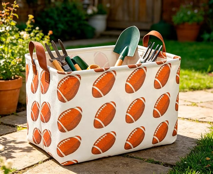 CLOCOR Rectangular Storage Basket, Waterproof Storage Bin, Gift Basket(Rugby)