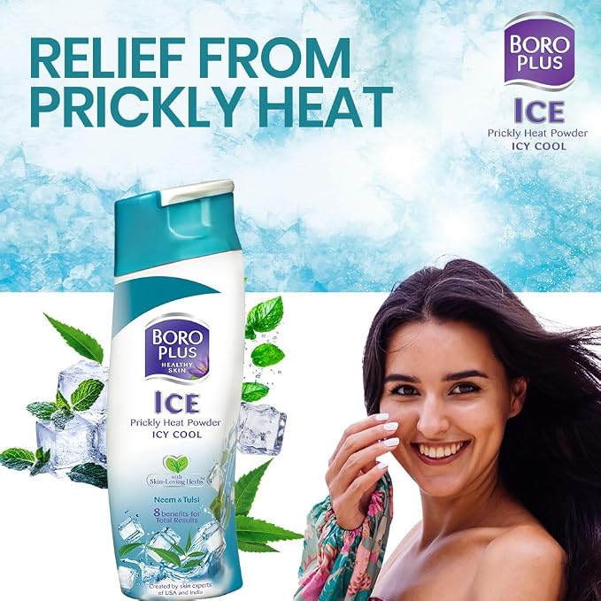Boroplus Prickly Heat Cooling Powder | with Ayurvedic Neem & Tulsi | Anti Chafing & Sweat Absorbing Powder | Prevents Heat Rashes, Burning and Itching | 5.29 Oz/150gm
