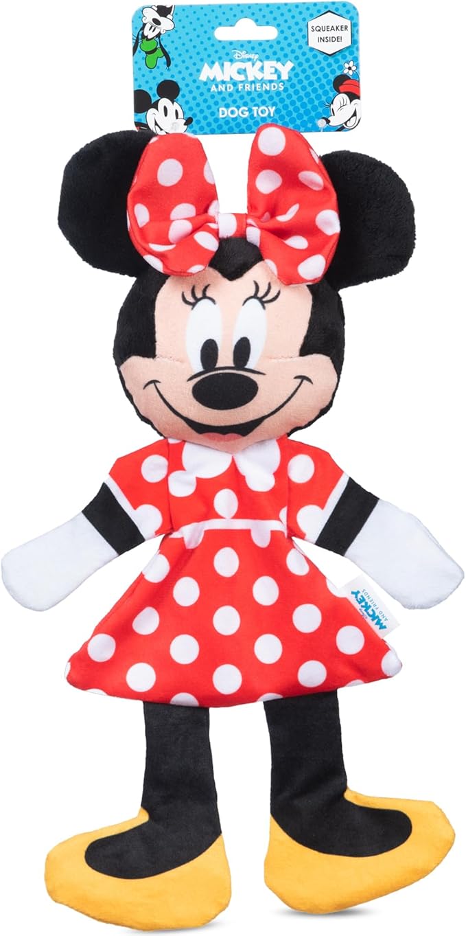 Disney for Pets Minnie Mouse Plush Squeaky with Flattie Crinkle Body Dog Toy 13.5in Dog Toys | Plush Squeaker Toy for Dogs Inspired by Minnie Mouse, Mickey and Friends