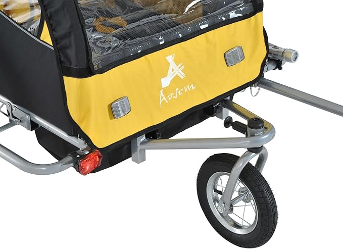 Aosom Elite 360 Swivel Bike Trailer for Kids Double Child Two-Wheel Bicycle Cargo Trailer with 2 Security Harnesses