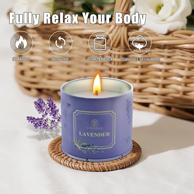 Soy Scented Candle Gift Set for Women, Long Lasting Aromatherapy Jar Candles for Home Decor, Relaxation, Spa, Meditation, Birthday, Housewarming