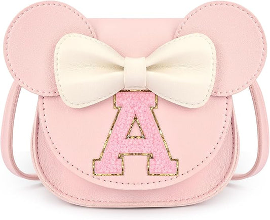 mibasies Toddler Purse Girl Gifts: Girls Birthday Gifts for 3-8 - Toys for Ages 2-4 Girls Mouse Ears Purse, Pink, Letter A