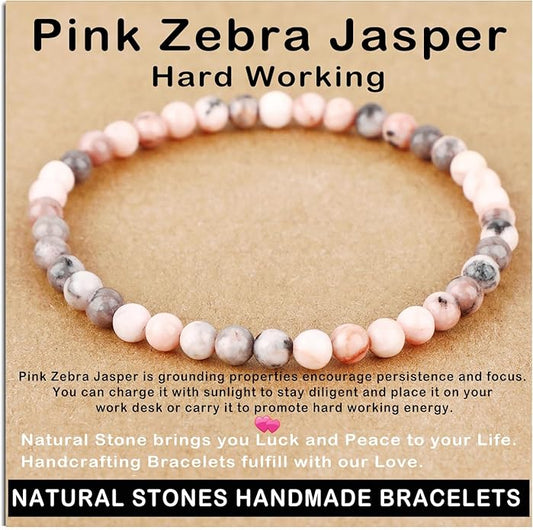 AD Beads Handmade Gemstone Stretch Elastic Bracelet Crystal Healing Reiki Nature's Beauty and Spiritual Essence Unisex