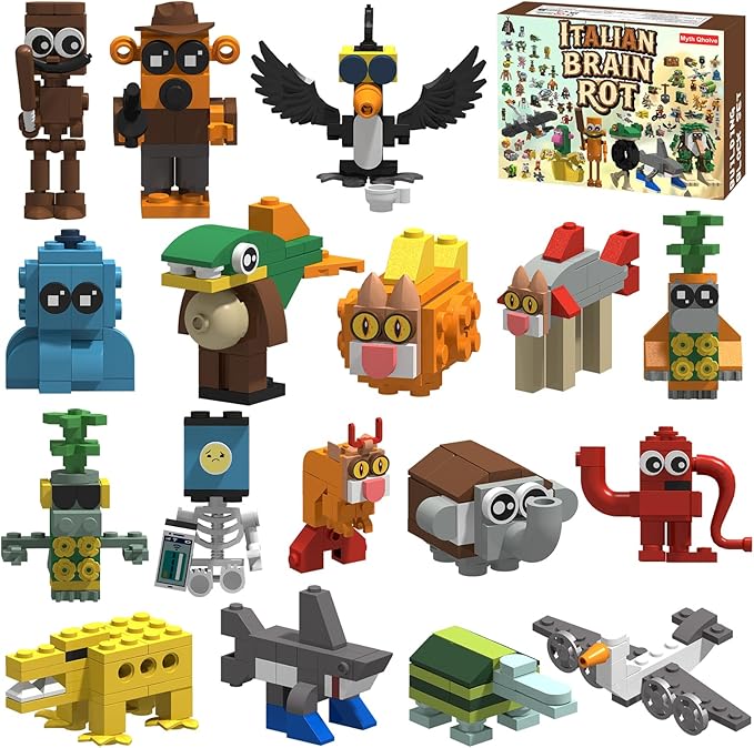 Italian Brain Rot Unique Cartoon Characters Building Blocks 17 in 1 Educational & Entertaining Gift Idea for Kids Teens & Adults