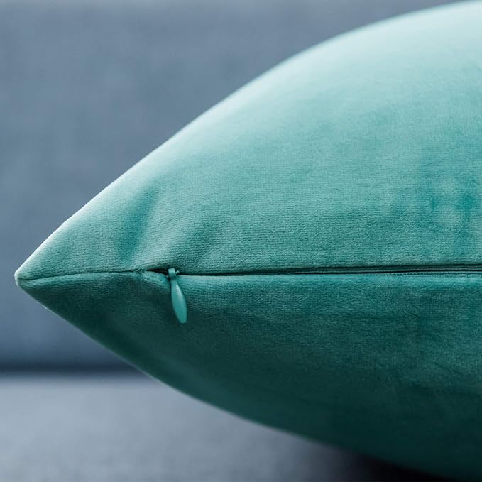 20x20 Decorative Velvet Throw Pillow Covers Set of 2 for Couch,Teal Green | Soft Cushion Cases with Invisible Zipper for Modern Sofa Bed Living Room Bedroom Home Decor