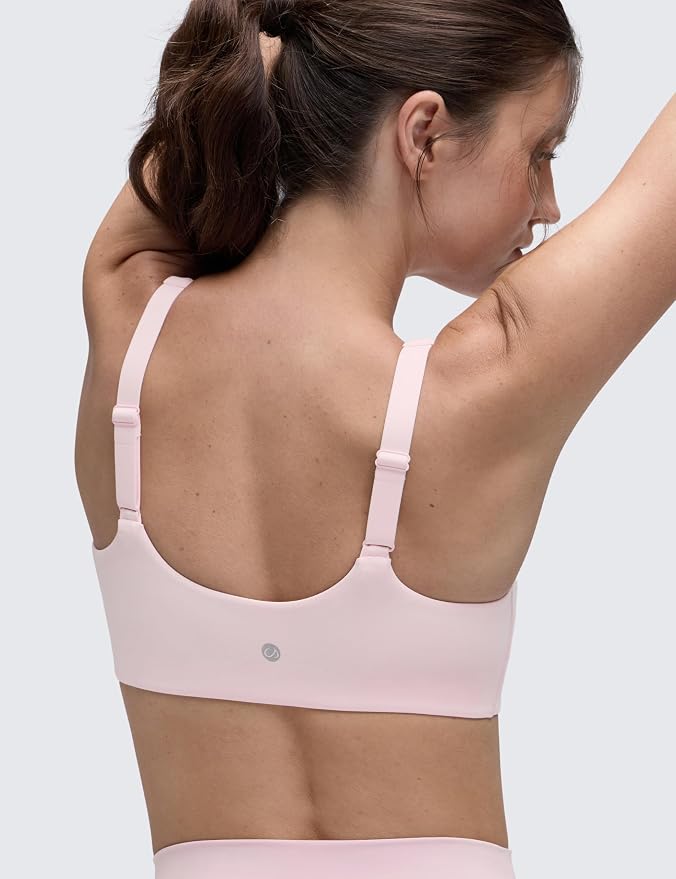 CRZ YOGA Butterluxe Soft Double Lined Scoop Neck Sports Bras for Women - Adjustable Straps Yoga Crop Top Non Padded