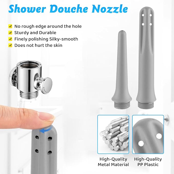 2PcsTravel Enema Shower System with Water Control Valve for Men and Women - Portable Cleaning Nozzle Kit, Colonic Cleaner for Most Shower Systems