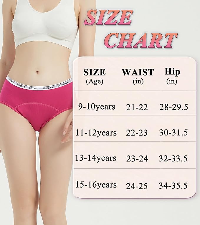 Teen Girls Incontinence Underwear，Holds Up to Regular 10 Tampons Leakproof Period Viscose，Reusable