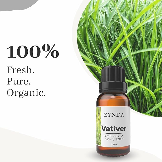 Vetiver Essential Oil – Pure & Natural Grounding Aromatherapy Oil – Deep Earthy Woody Aroma for Relaxation, Balance & Calm – :Lab Tested 100% Uncut Pure Essential Oils 10ml