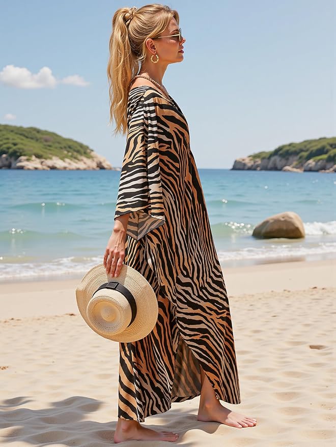 Mumu Dresses for Women Plus Size, Bohemian Kaftan Beach Cover Up Long Maxi Nightgown Soft Loungewear